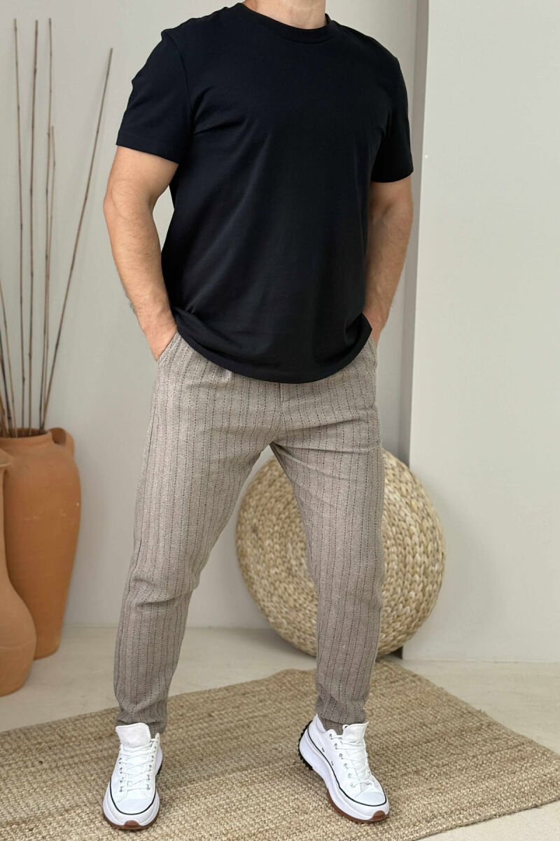 ONE COLOR SIMPLE STRIPES MEN PANTS BROWN/KAFE - 2
