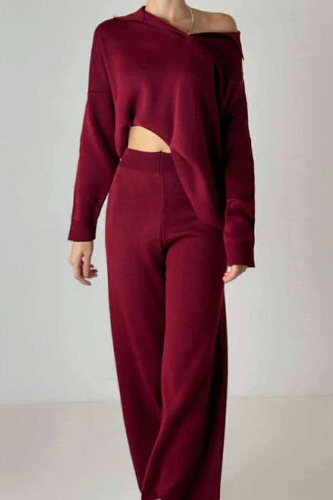 SET NJË NGJYRËSH PËR FEMRA NË NGJYRËN VISHNJË - KLAUDIO FASHION