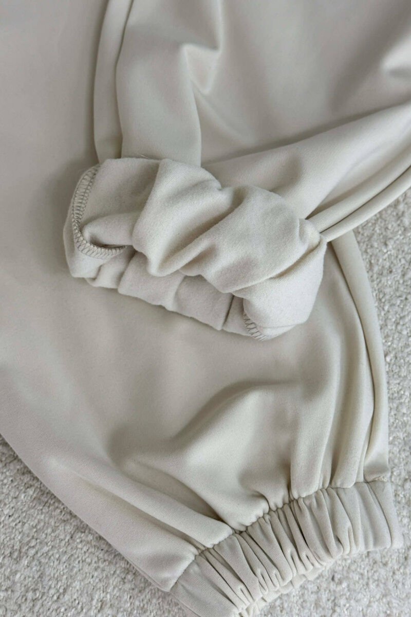 ONE COLOR SIMPLE SWEATSHIRT + JOGGERS WOMAN SET CREAM/KREM - 5