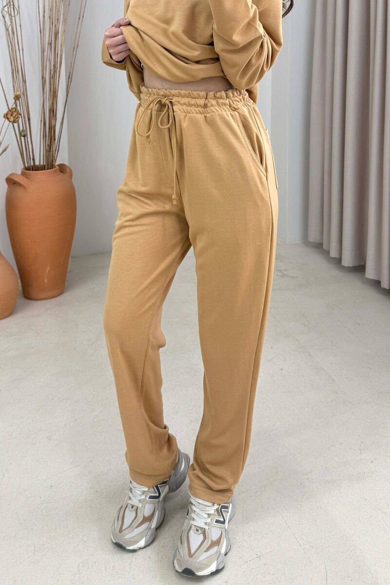 ONE COLOR SIMPLE SWEATSHIRT + SWEATPANTS WOMAN SET DARK BEIGE/BEZHE ERRET - 3