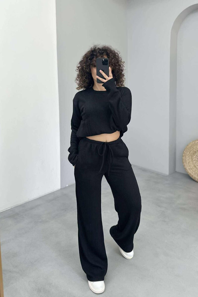 ONE COLOR SIMPLE SWEATSHIRT+SWEATPANTS WOMEN SET BLACK/ E ZEZE - 7