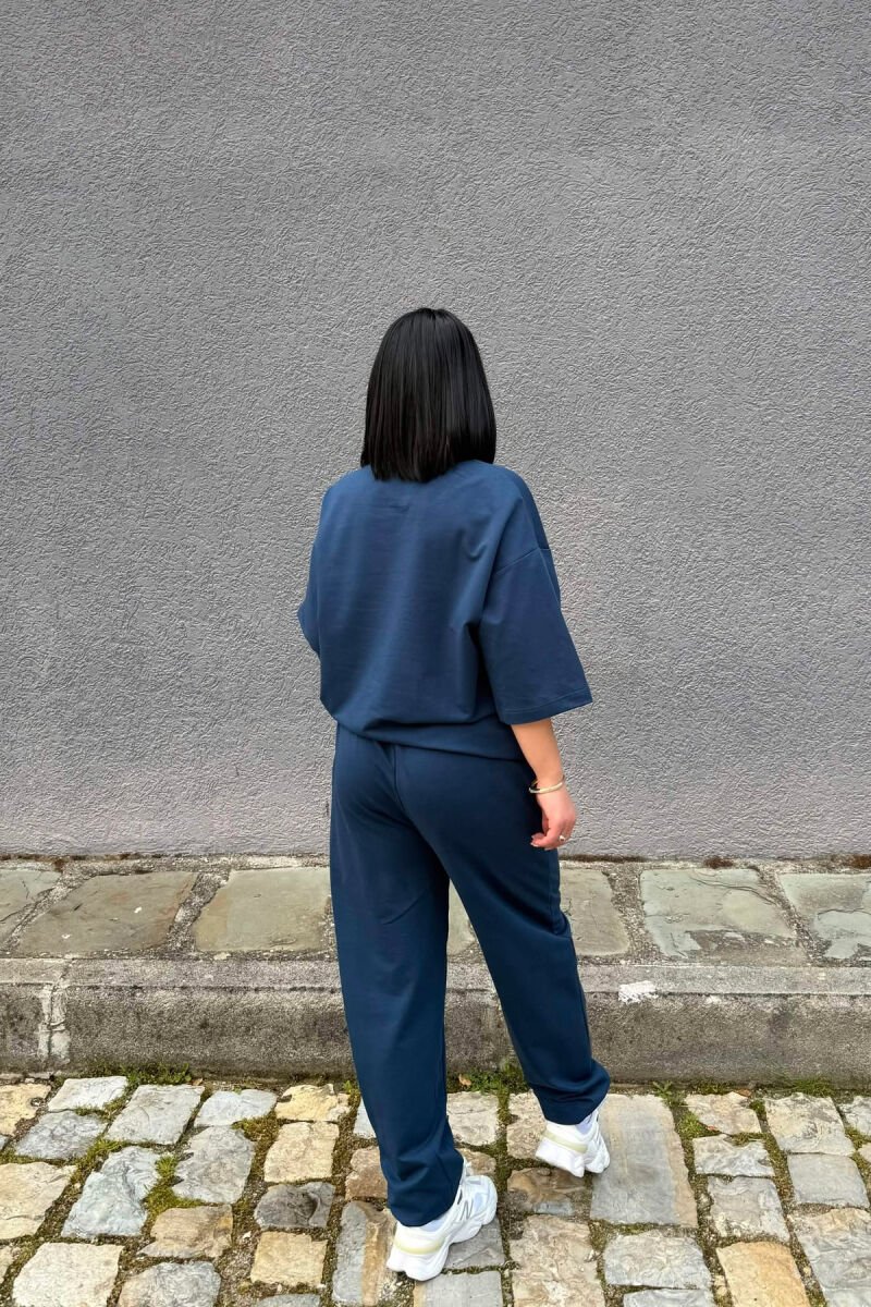 ONE COLOR SIMPLE T-SHIRT + JOGGERS WOMAN SET BLUE/BLU - 6