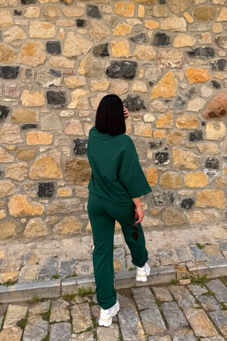 ONE COLOR SIMPLE T-SHIRT + JOGGERS WOMAN SET GREEN/JESHILE - 5
