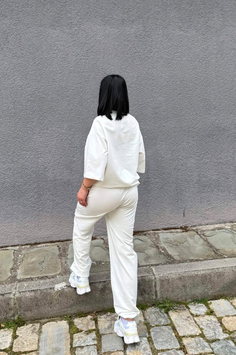 ONE COLOR SIMPLE T-SHIRT + JOGGERS WOMAN SET WHITE-E BARDHE - 4