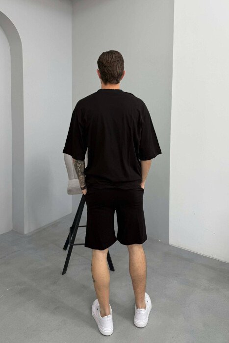 ONE COLOR SIMPLE T-SHIRT + SHORTS MEN SET BLACK/ E ZEZE - 4