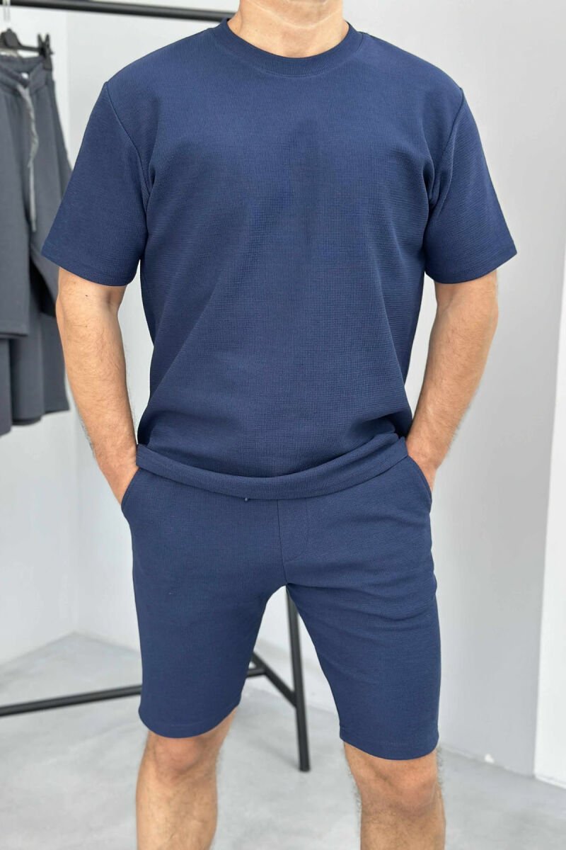 ONE COLOR SIMPLE T-SHIRT+ SHORTS MEN SET BLUE/BLU - 3