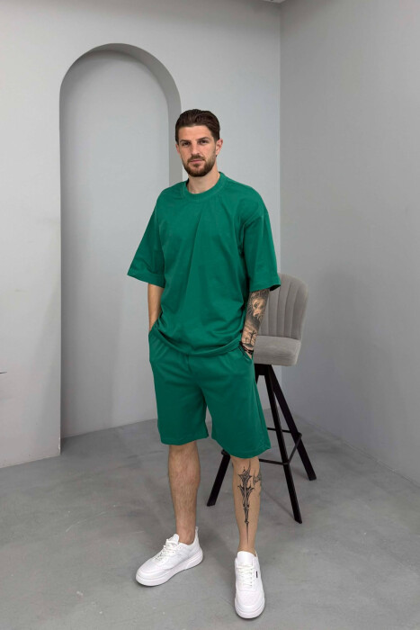SET NJE NGJYRESH T-SHIRT I THJESHTE + TUTA PER MESHKUJ NE NGJYRE JESHILE - KLAUDIO FASHION