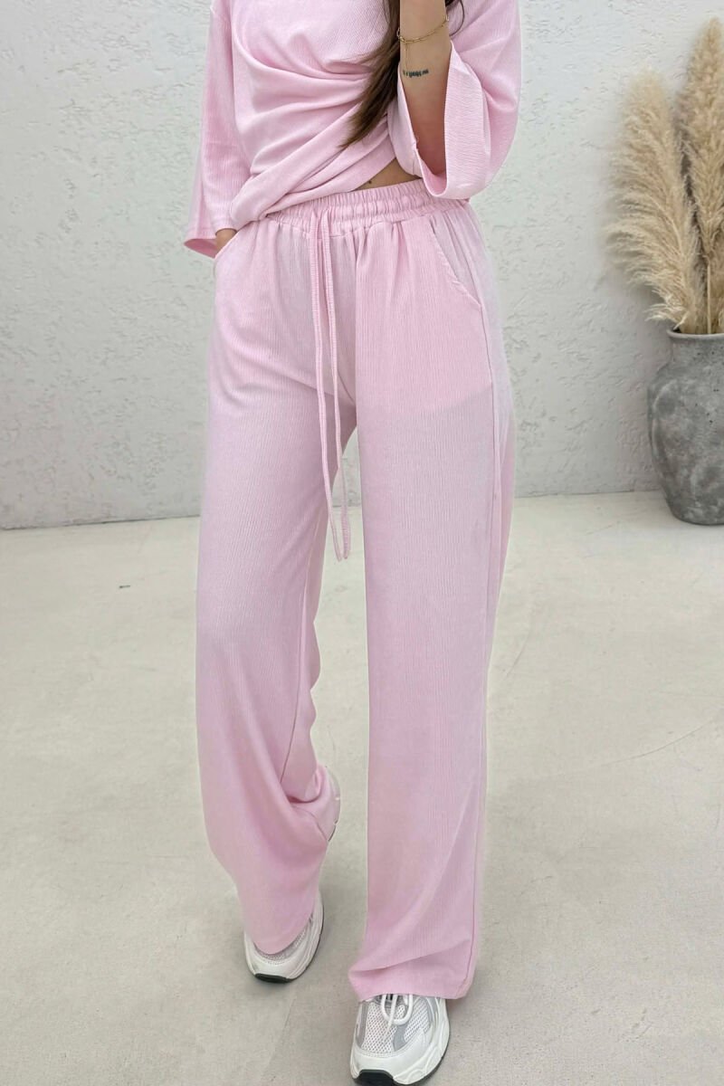 ONE COLOR SIMPLE T-SHIRT+ TROUSERS WOMAN SET PINK/ROZE - 2
