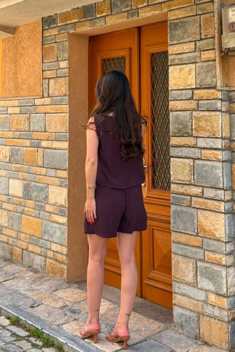 ONE COLOR SIMPLE TANK TOP + SHORTS WOMAN SET DARK PURPLE/LEJLA ERRET - 5