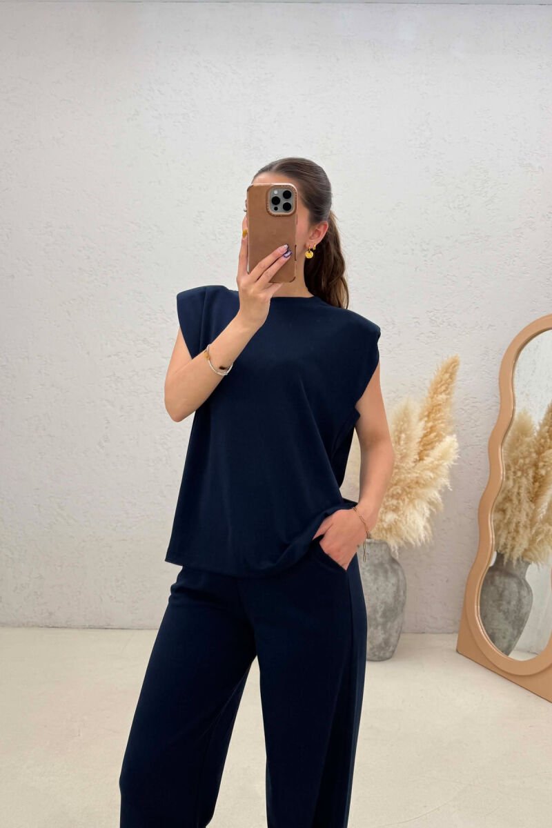 ONE COLOR SIMPLE TANK TOP + SWEATPANTS WOMAN SET BLUE/BLU - 2