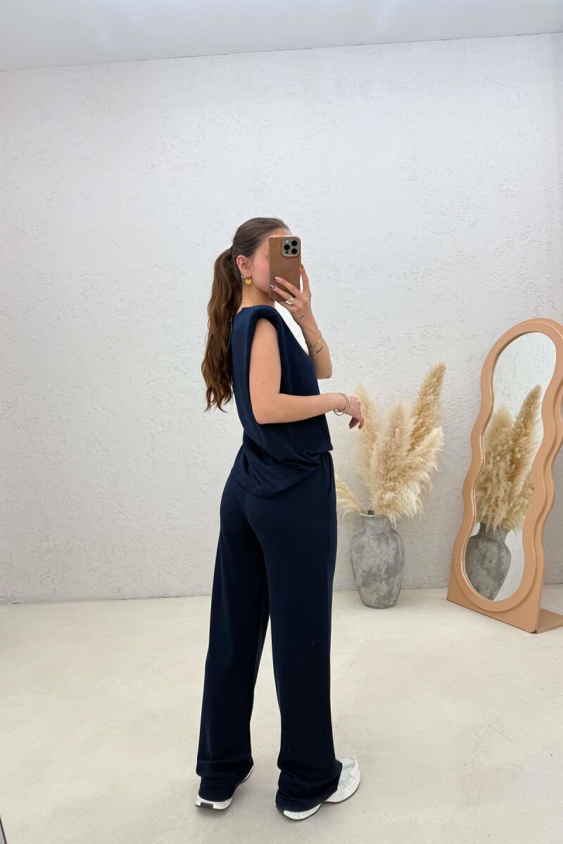 ONE COLOR SIMPLE TANK TOP + SWEATPANTS WOMAN SET BLUE/BLU - 4