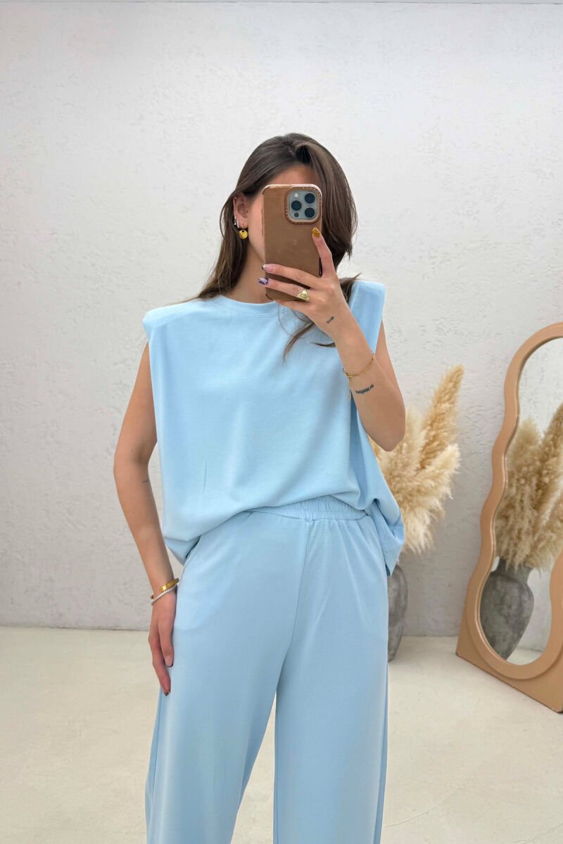 ONE COLOR SIMPLE TANK TOP + SWEATPANTS WOMAN SET LIGHTBLUE/BZ - 4