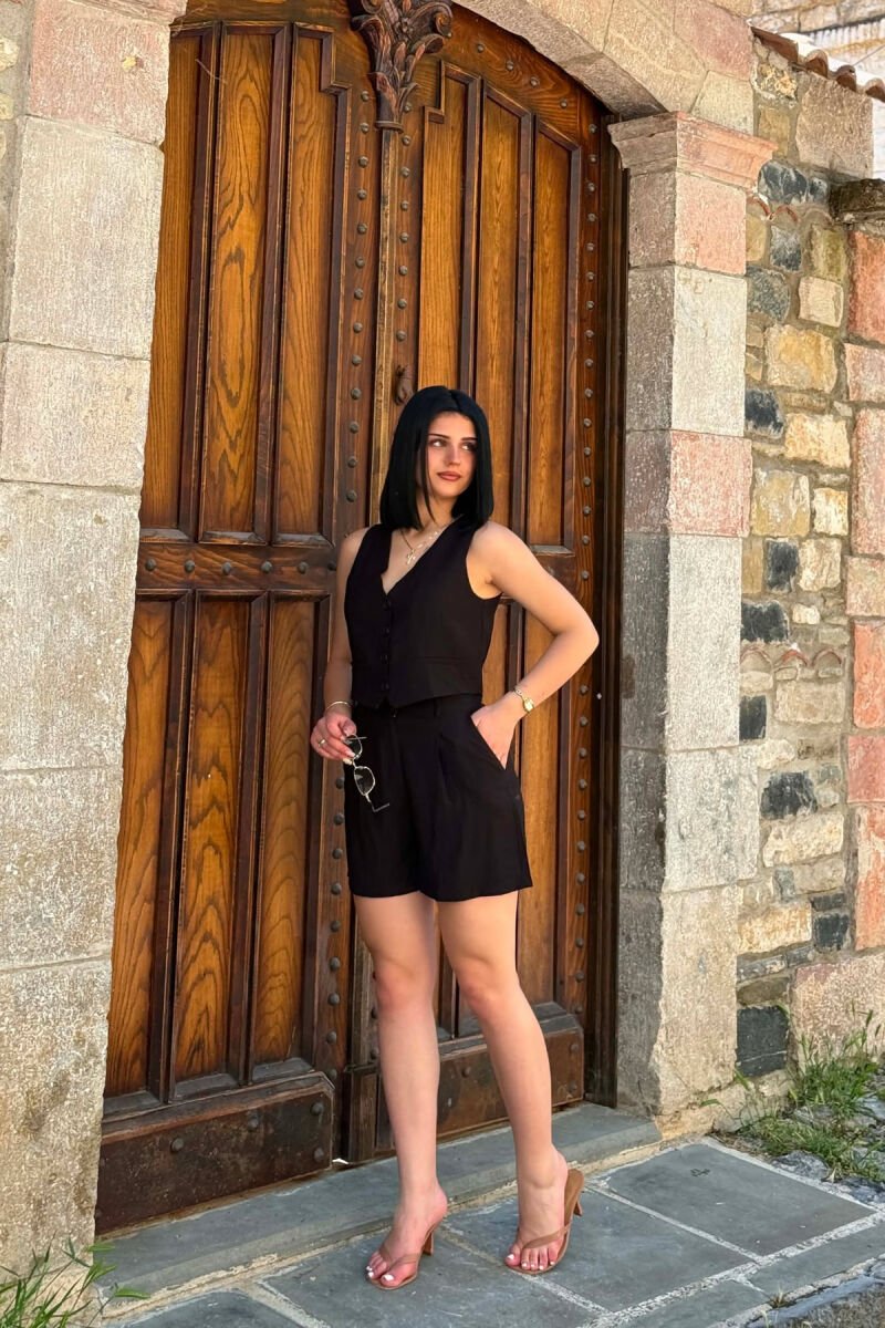 ONE COLOR SIMPLE VEST + SHORTS WOMAN SET BLACK/ E ZEZE - 3