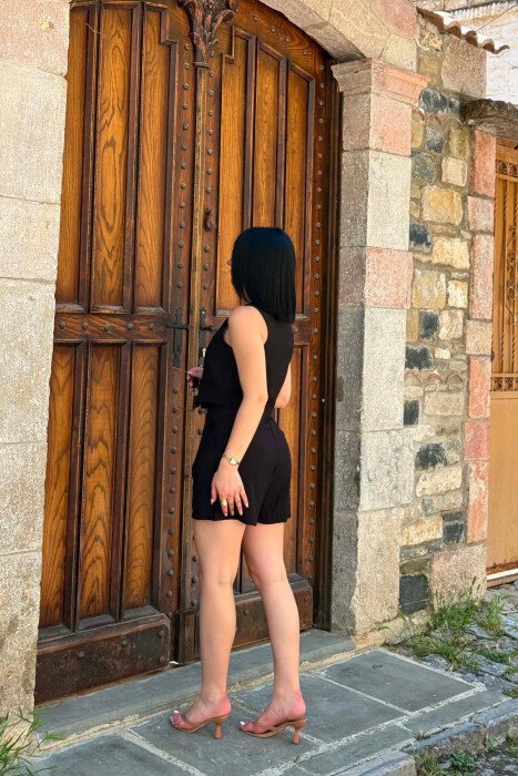 ONE COLOR SIMPLE VEST + SHORTS WOMAN SET BLACK/ E ZEZE - 6