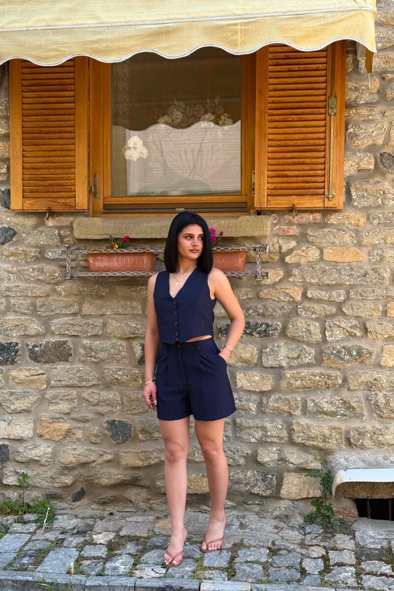 ONE COLOR SIMPLE VEST + SHORTS WOMAN SET BLUE/BLU - 1