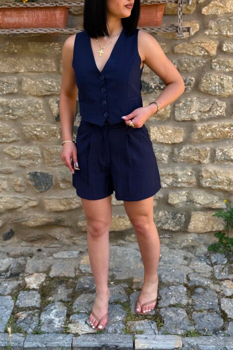 ONE COLOR SIMPLE VEST + SHORTS WOMAN SET BLUE/BLU - 3