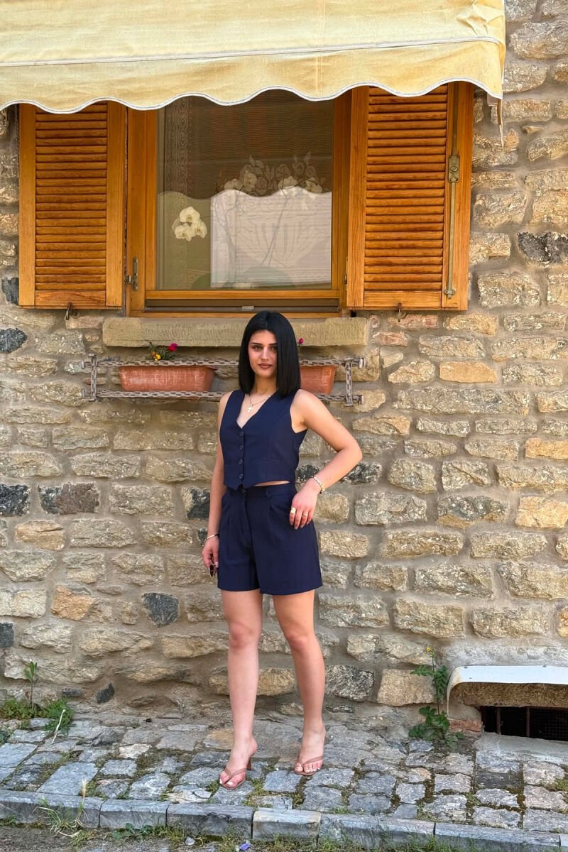 ONE COLOR SIMPLE VEST + SHORTS WOMAN SET BLUE/BLU - 6