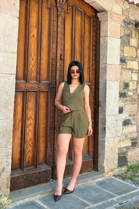 ONE COLOR SIMPLE VEST + SHORTS WOMAN SET GREEN/JESHILE - 4
