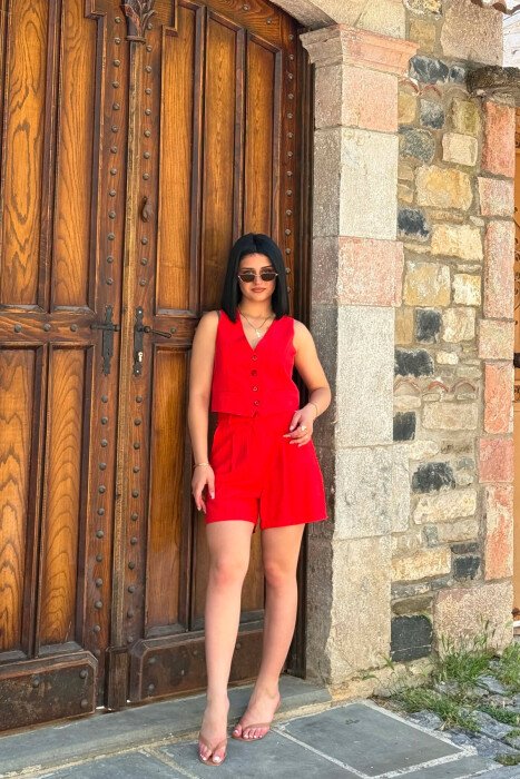 ONE COLOR SIMPLE VEST + SHORTS WOMAN SET RED/E KUQE 