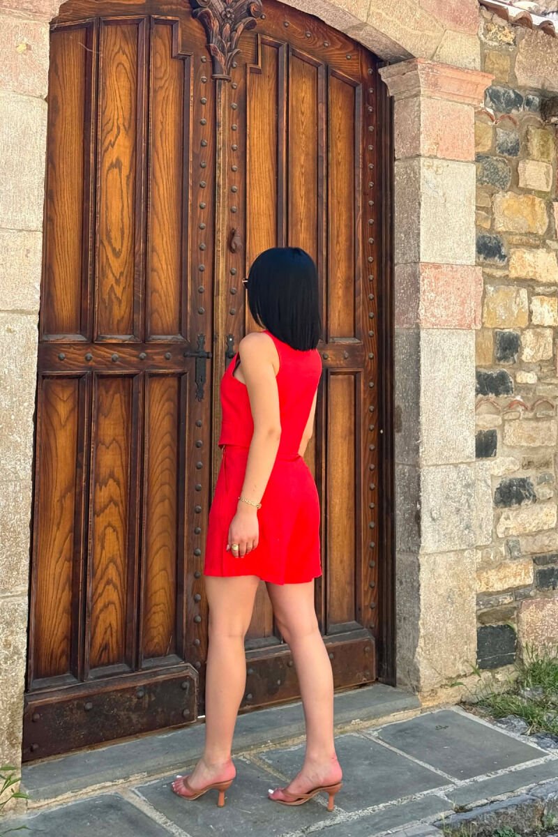 ONE COLOR SIMPLE VEST + SHORTS WOMAN SET RED/E KUQE - 2