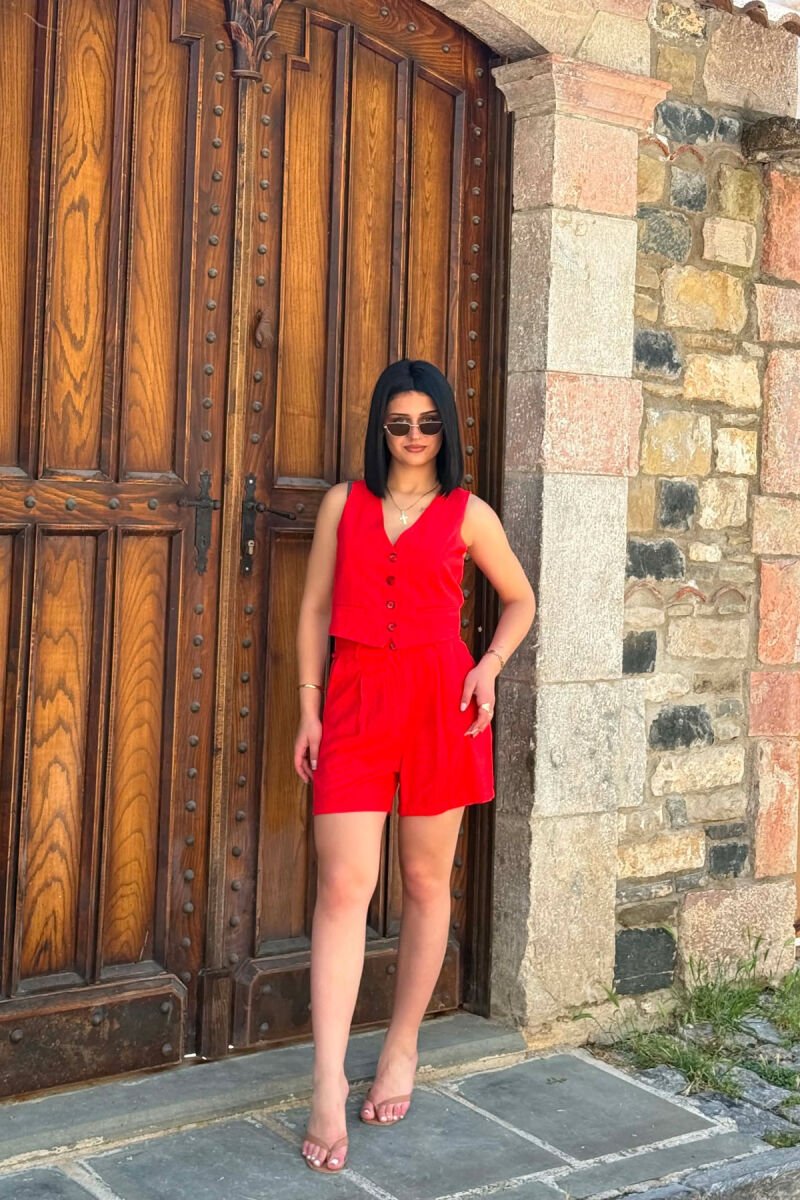 ONE COLOR SIMPLE VEST + SHORTS WOMAN SET RED/E KUQE - 5