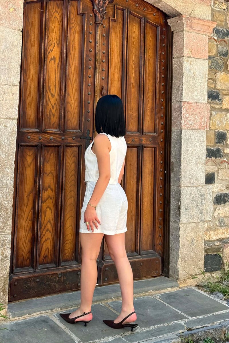 ONE COLOR SIMPLE VEST + SHORTS WOMAN SET WHITE-E BARDHE - 4
