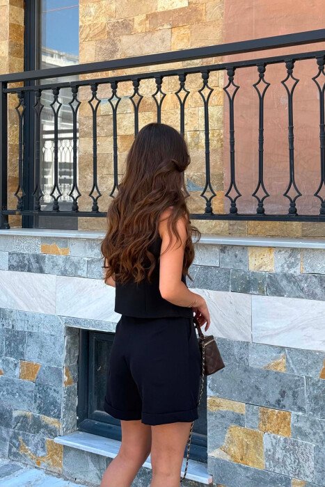 ONE COLOR SIMPLE VEST+SHORTS WOMEN SET BLACK/ E ZEZE - 4