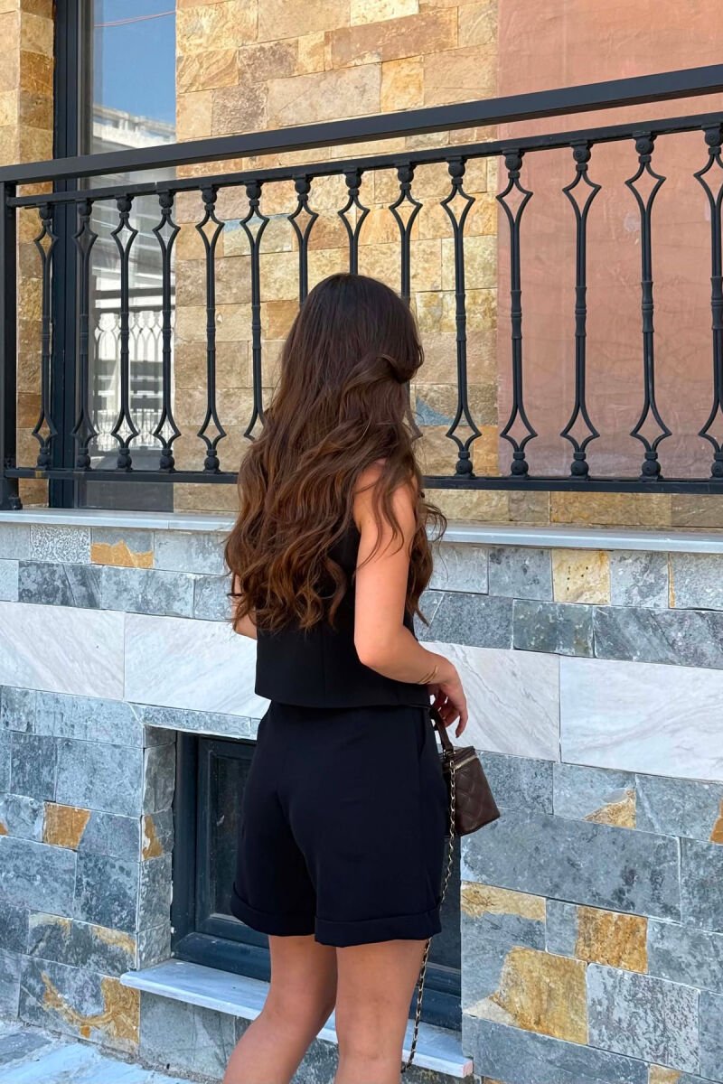 ONE COLOR SIMPLE VEST+SHORTS WOMEN SET BLACK/ E ZEZE - 4