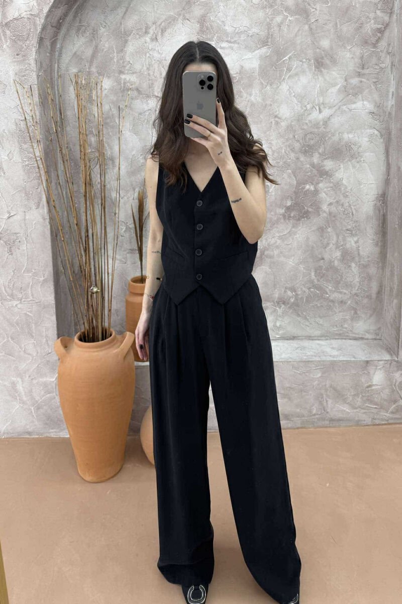 ONE COLOR SIMPLE VEST+TROUSERS WOMEN SET BLACK/ E ZEZE - 6