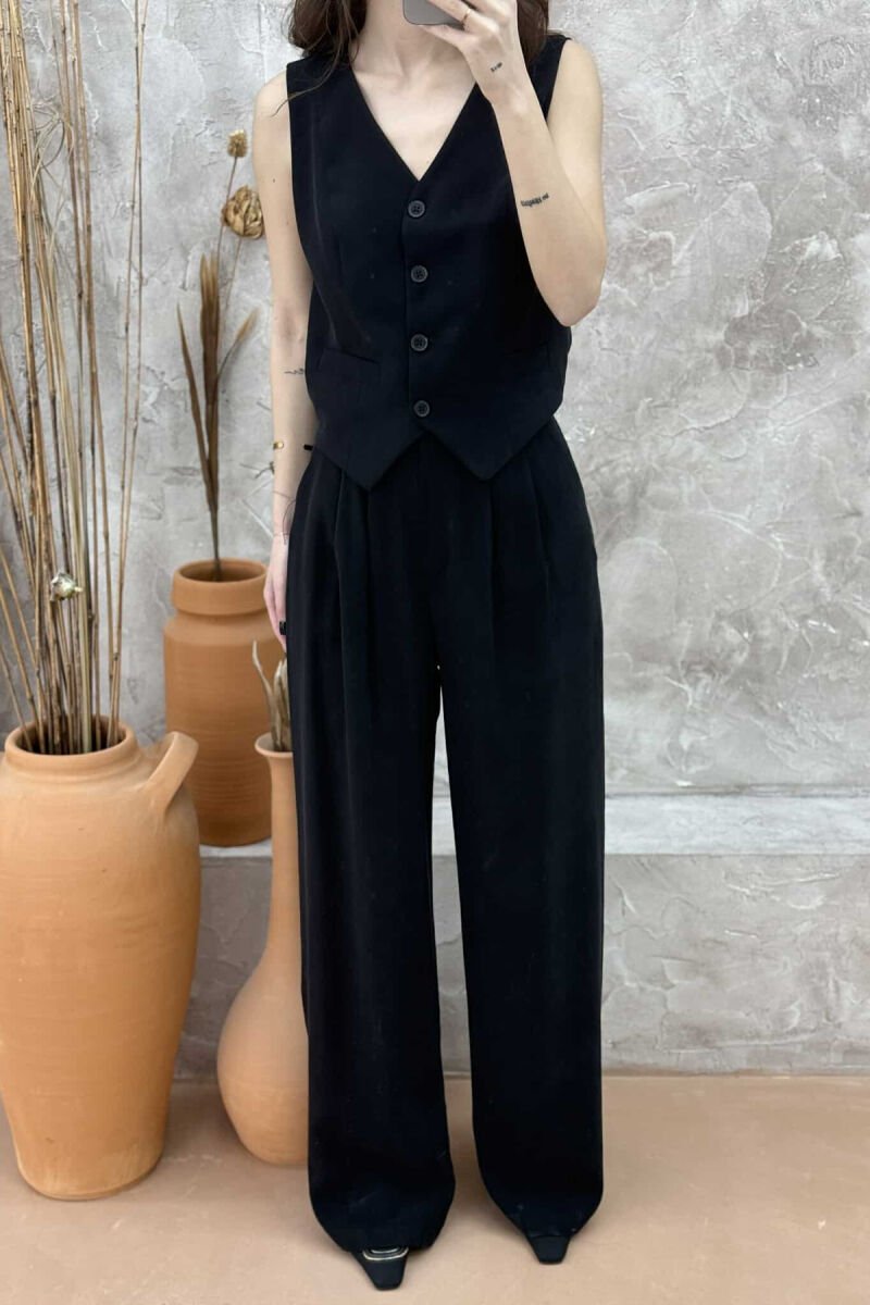ONE COLOR SIMPLE VEST+TROUSERS WOMEN SET BLACK/ E ZEZE - 7