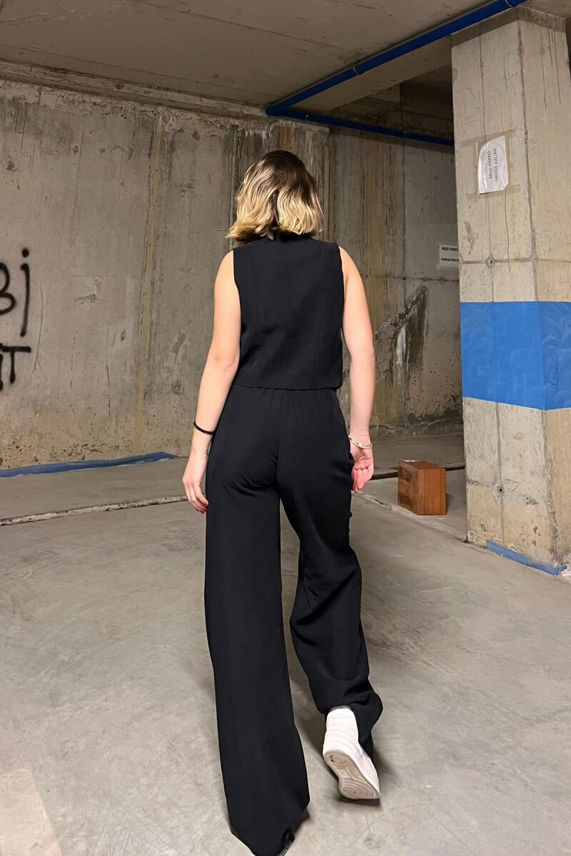 ONE COLOR SIMPLE VEST+TROUSERS WOMEN SET BLACK/ E ZEZE - 4