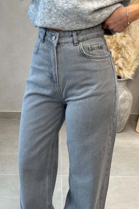 ONE COLOR SIMPLE WIDE LEG WOMAN JEANS LIGHT GREY/GZ - 2