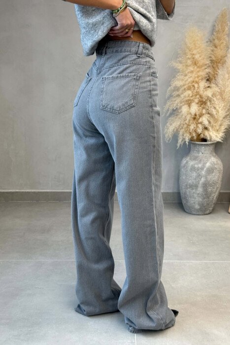 ONE COLOR SIMPLE WIDE LEG WOMAN JEANS LIGHT GREY/GZ - 3