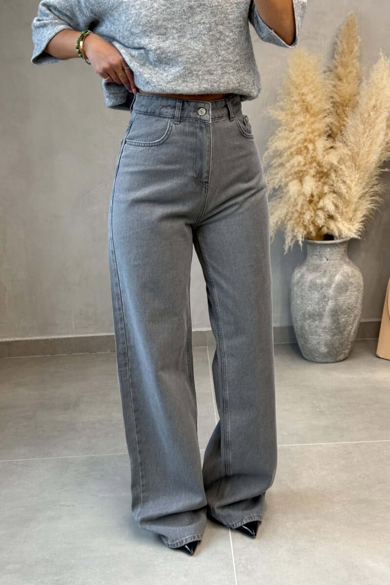 ONE COLOR SIMPLE WIDE LEG WOMAN JEANS LIGHT GREY/GZ - 4