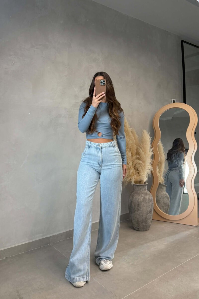 ONE COLOR SIMPLE WIDE LEG WOMAN JEANS LIGHTBLUE/BZ - 5