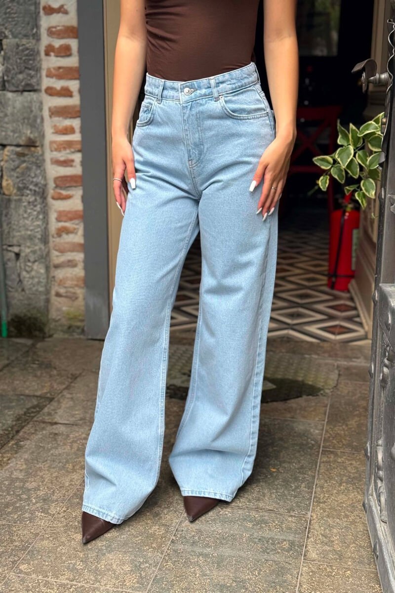 ONE COLOR SIMPLE WIDE LEG WOMAN JEANS LIGHTBLUE/BZ - 6