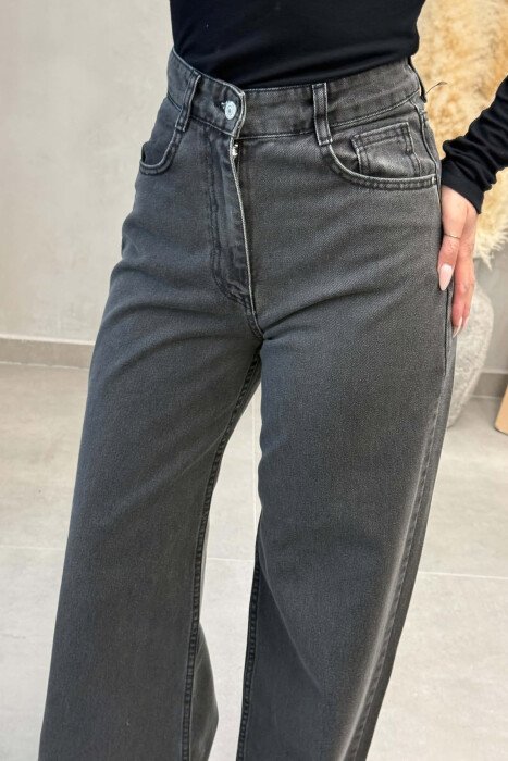 ONE COLOR SIMPLE WIDE LEG WOMEN JEANS GREY/GRI - 2