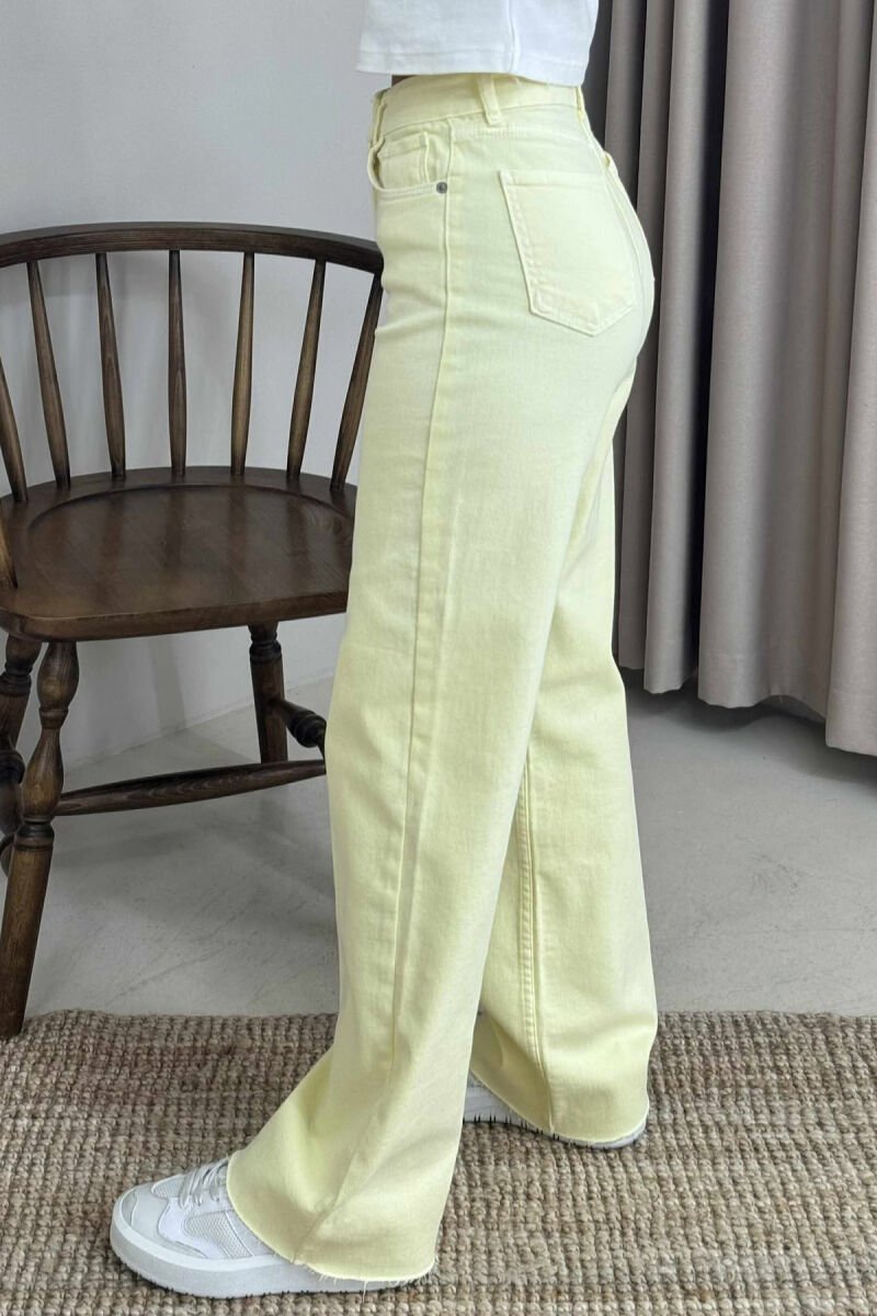 ONE COLOR SIMPLE WIDE LEG WOMEN JEANS YELLOW/E VERDHE - 4