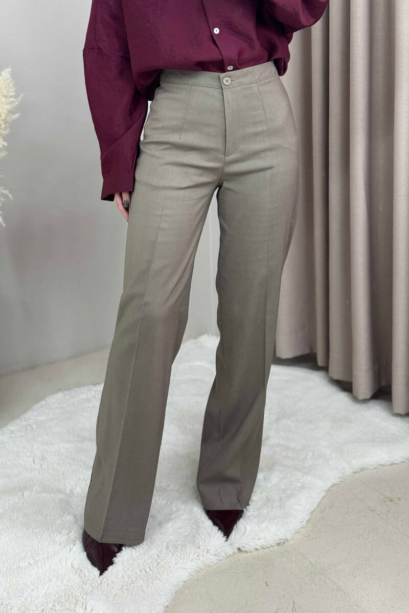ONE COLOR SIMPLE WIDE LEG WOMEN TROUSERS OLIVE/ULLI - 1