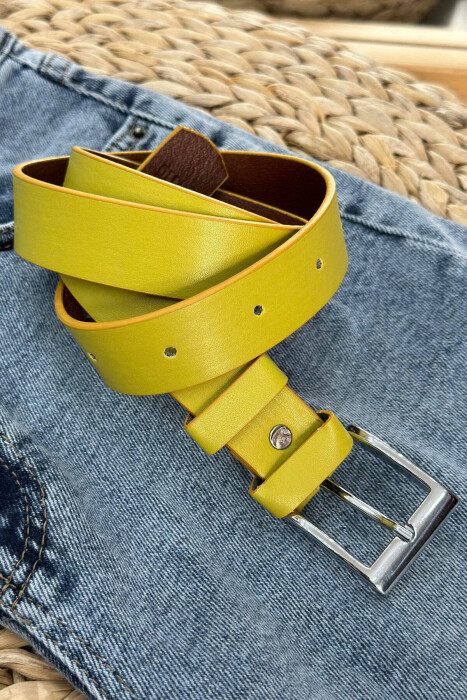 ONE COLOR SIMPLE WOMAN BELT YELLOW/E VERDHE - 2