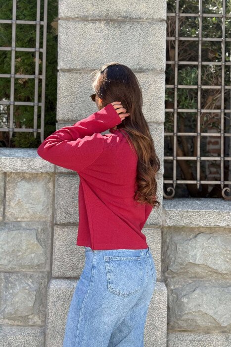 ONE COLOR SIMPLE WOMAN CARDIGAN BURGUNDY/VISHNJE - 2