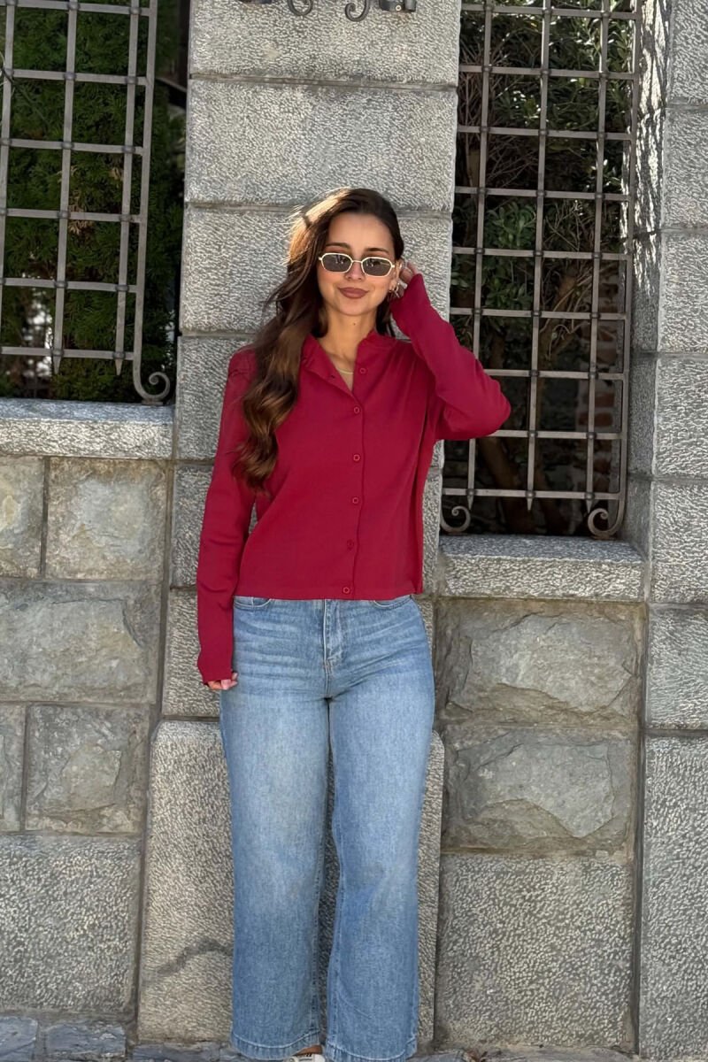 ONE COLOR SIMPLE WOMAN CARDIGAN BURGUNDY/VISHNJE - 4