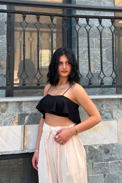 ONE COLOR SIMPLE WOMAN CROP TOP BLACK/ E ZEZE - KLAUDIO FASHION