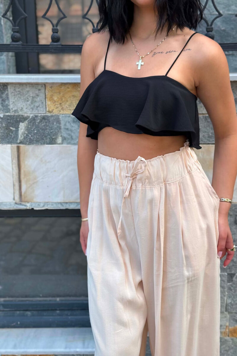 ONE COLOR SIMPLE WOMAN CROP TOP BLACK/ E ZEZE - 3