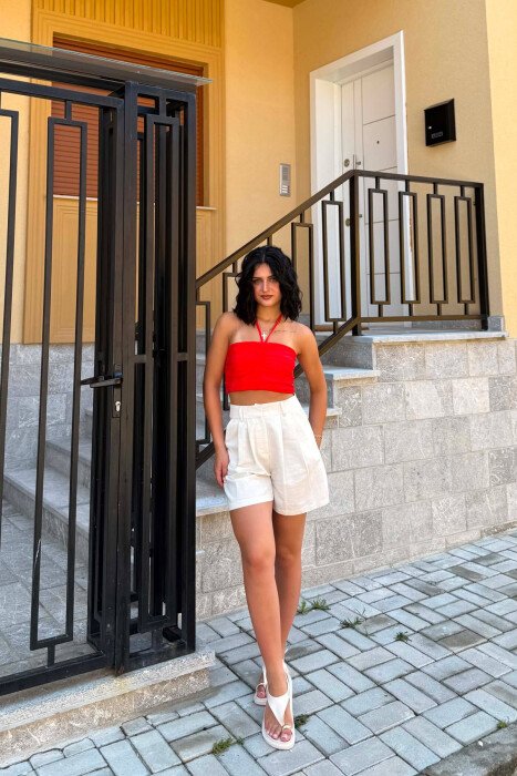 ONE COLOR SIMPLE WOMAN CROP TOP RED/E KUQE - 2