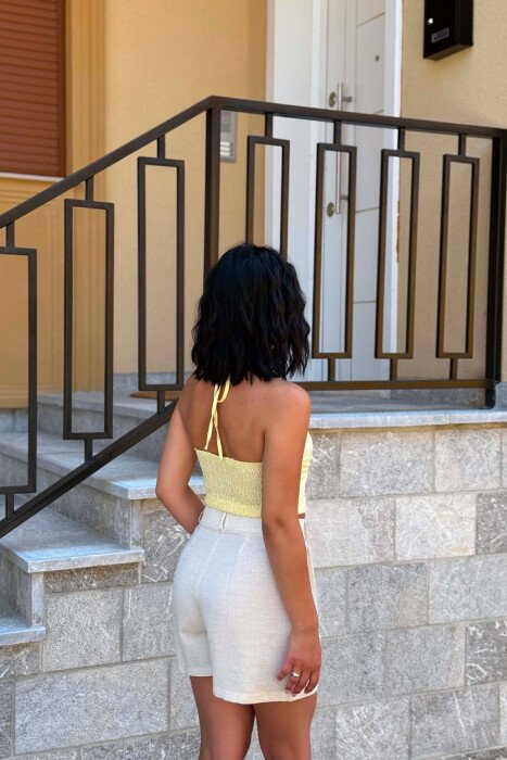 ONE COLOR SIMPLE WOMAN CROP TOP YELLOW/E VERDHE - 3