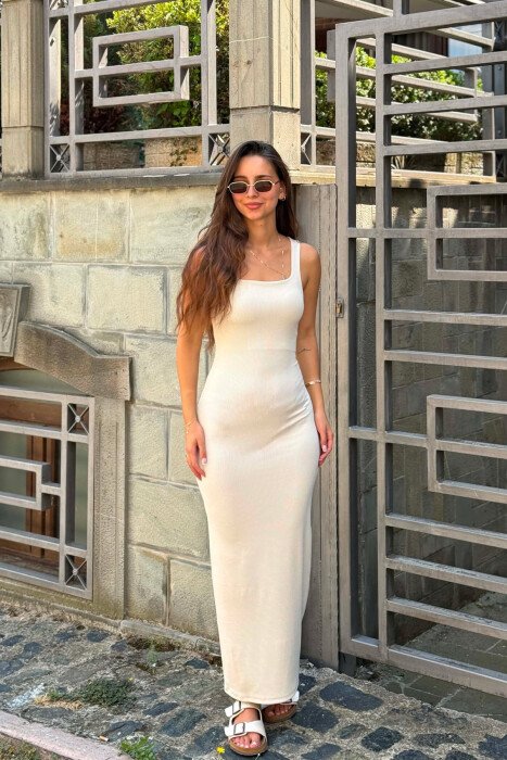 ONE COLOR SIMPLE WOMAN DRESS BEIGE/BEZHE - 1