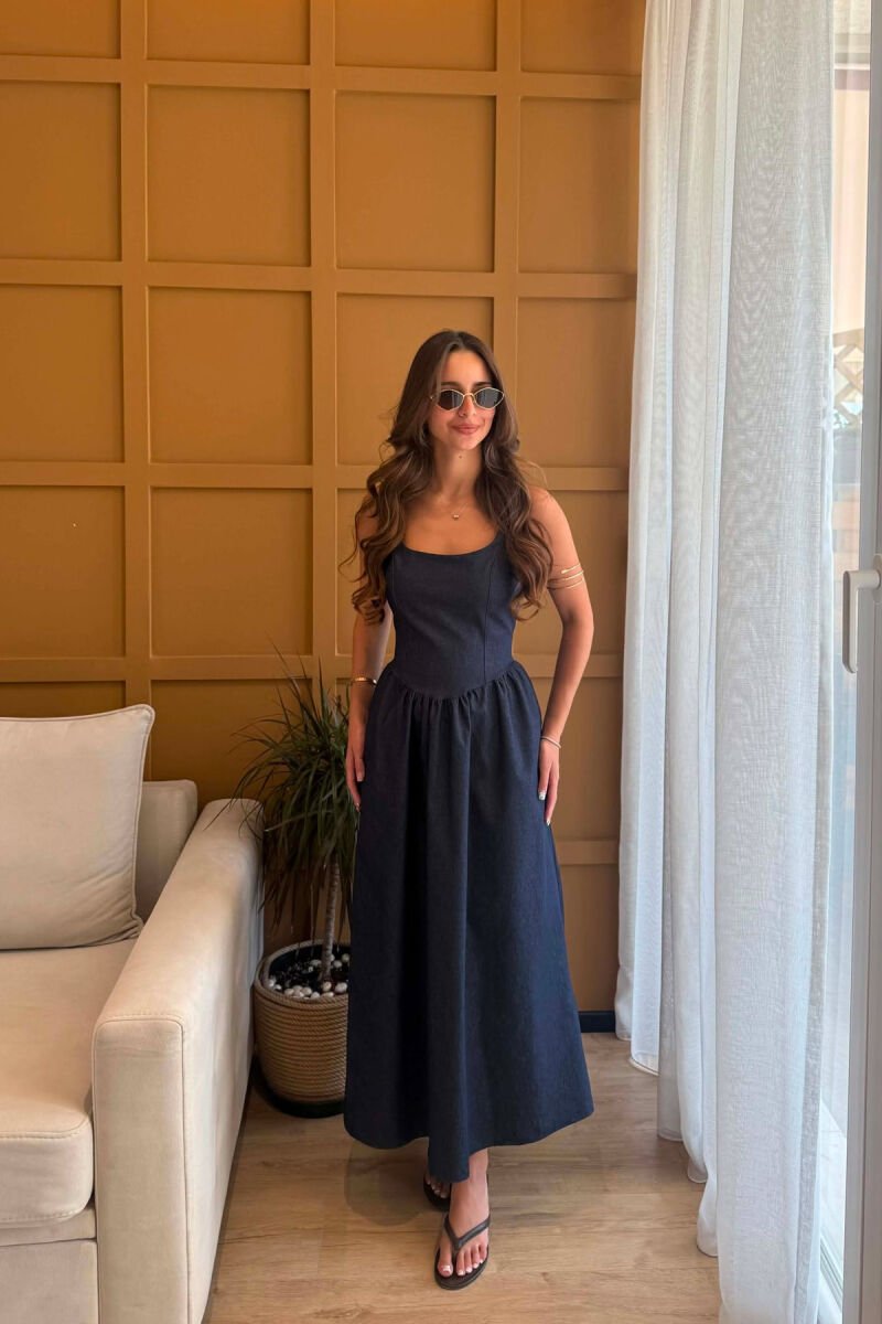 ONE COLOR SIMPLE WOMAN DRESS BLUE/BLU - 1