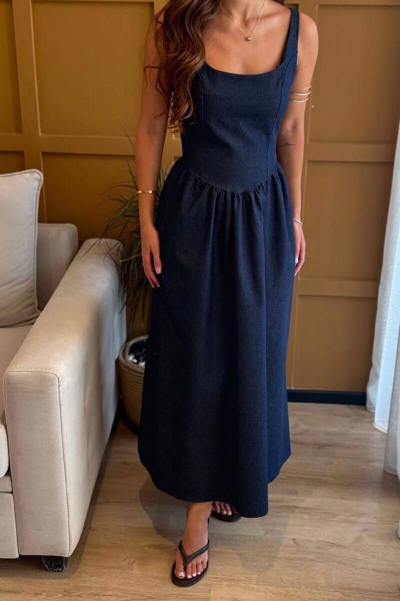 ONE COLOR SIMPLE WOMAN DRESS BLUE/BLU - 2