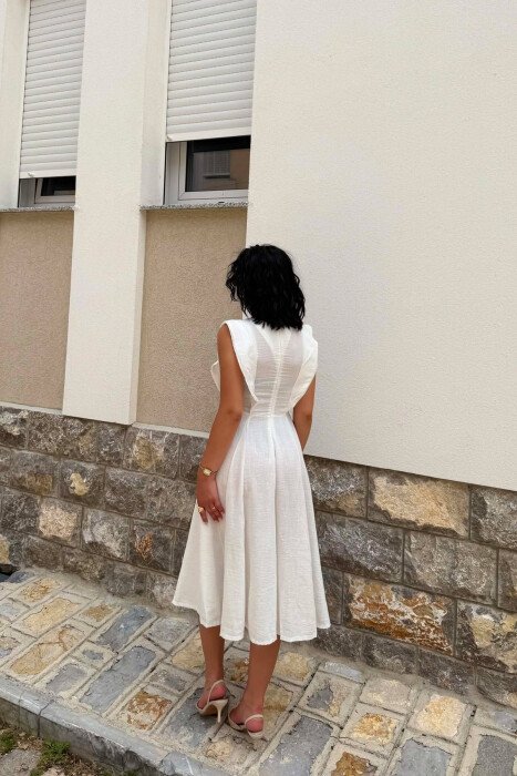 ONE COLOR SIMPLE WOMAN DRESS WHITE-E BARDHE - 3